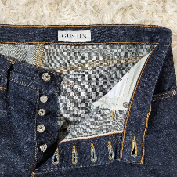 Gustin 116699 USA Raw Denim Button Fly Jeans Slim Fit Size 36 - Picture 6 of 16